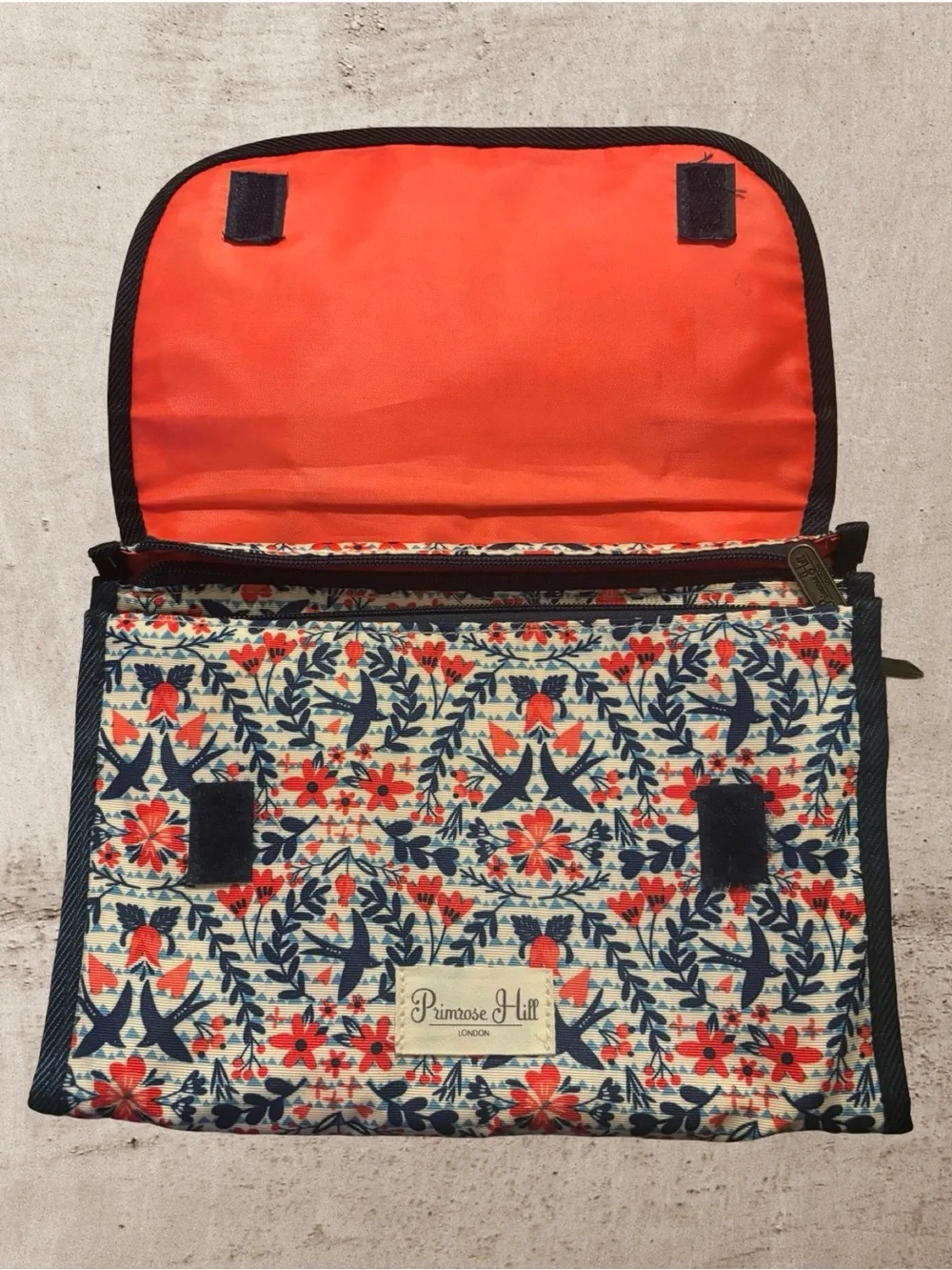 Primrose Hill Floral Foldable Makeup Organizer Bag in Cream, Navy & Coral